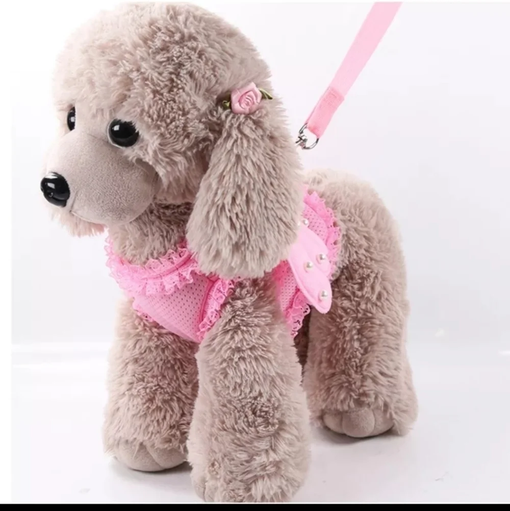 Pink pet Pearl angel wing harness and leash